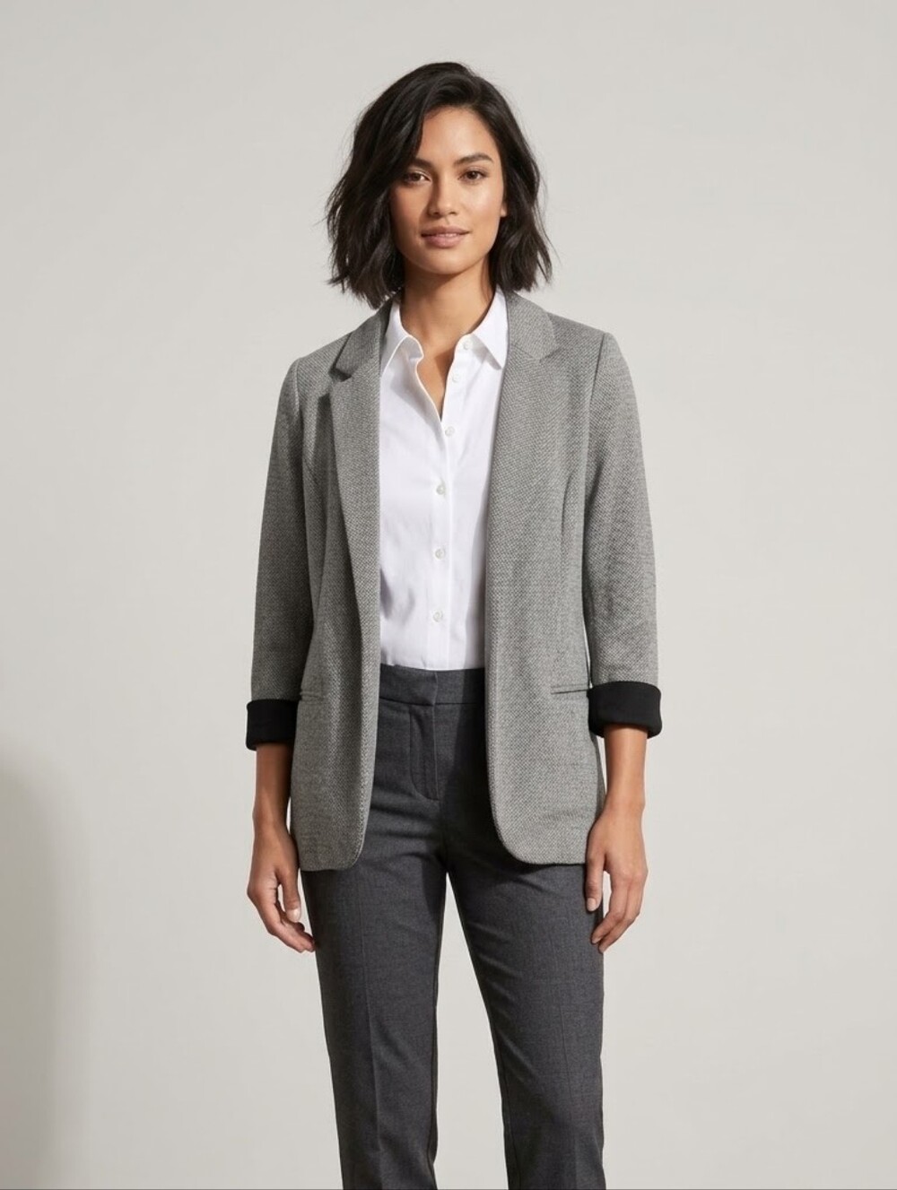 Skies Are Blue Women's Gray Open-Front Blazer Jacket